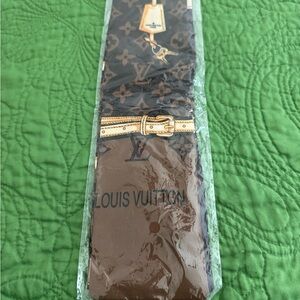 Louis Vuitton Brown and Gold Monogram Silk Scarf Band/Wrap